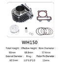 WH150 Aluminum Motorcycle Cylinder Kit With Piston , Piston Ring , Pin , Clip And Gasket