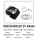 Discover125 ST BAJAJ Cylinder Kit Black Color With 54mm Bore Diameter