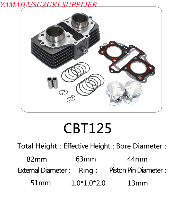 CBT125--Double cylinder block with piston，piston ring，pin，clip and gasket