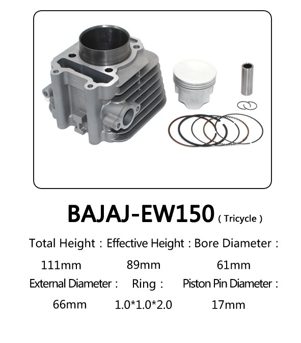 Tricycle Engine Motorcycle Cylinder Kit Parts 150cc Capacity Bajaj-EW150