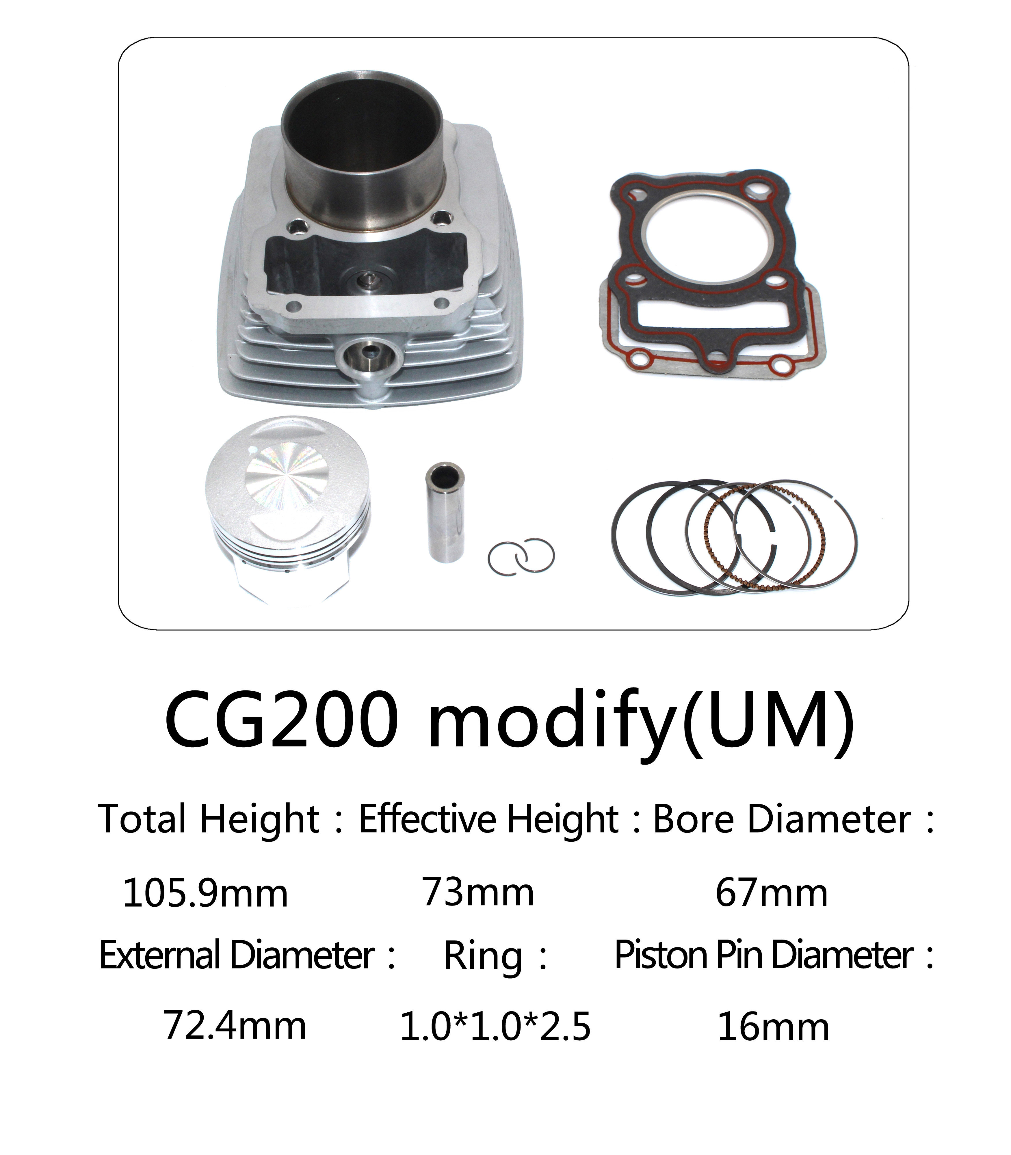 CG200 Modify Motorcycle Cylinder Kit , 200cc Displacement Big Bore Cylinder Kits